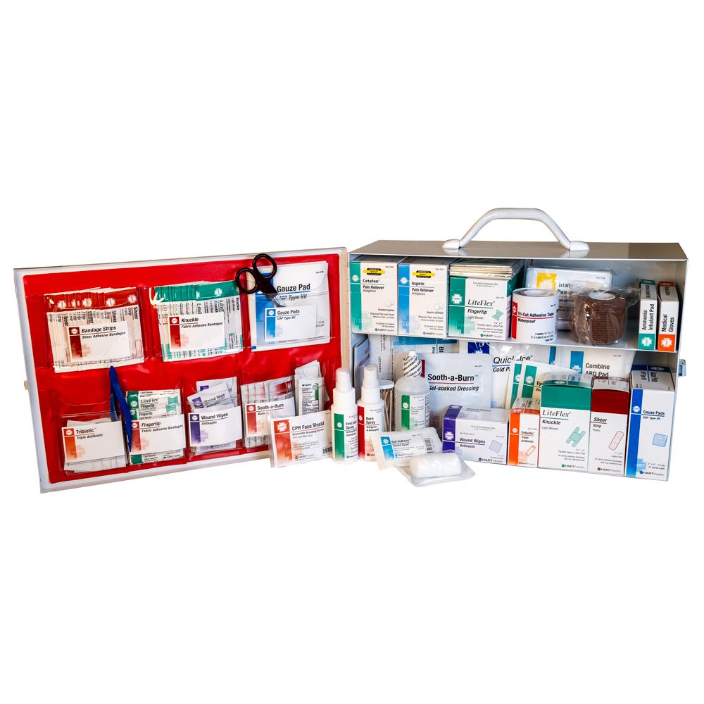 2-Shelf First Aid Station, ANSI Class A, Metal Cabinet with door pouch