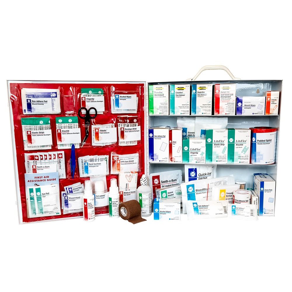 3-Shelf First Aid Station, ANSI Class A, Metal Cabinet with door pouch