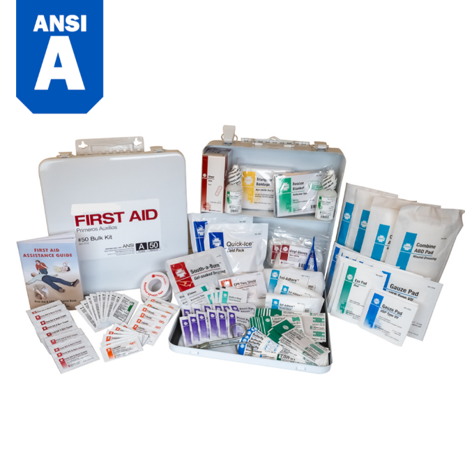Bulk First Aid Kit, 50-Person, ANSI Class 2021 A, Metal Box