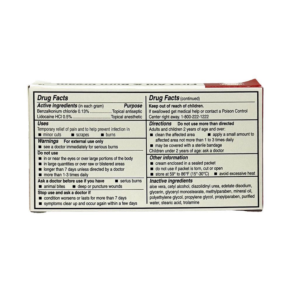 First Aid & Burn Cream, Antiseptic/Analgesic, 0.9 gm, 10 per unit