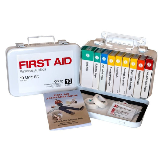 10 Unit First Aid Kit, OSHA, Metal Box