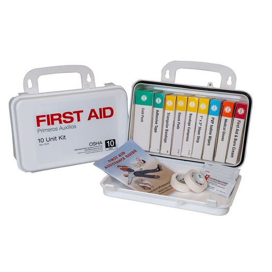 10 Unit First Aid Kit, OSHA, Polypropylene Box