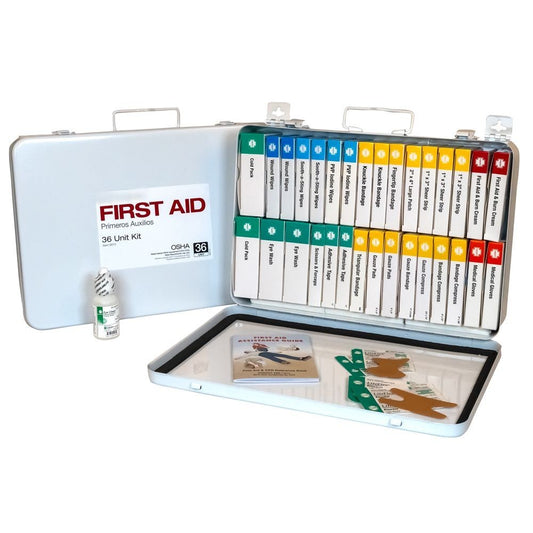 36 Unit First Aid Kit, OSHA, Metal Box