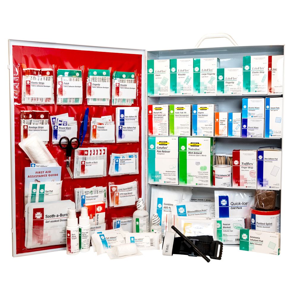 4-Shelf First Aid Station, ANSI Class B, Metal Cabinet with door pouch