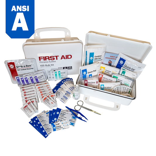 Bulk First Aid Kit, 25-Person, ANSI Class A, for Food Services with Blue Bandages