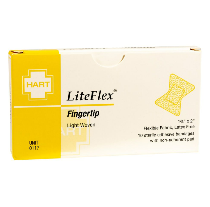 LiteFlex, Fingertip Adhesive Bandages, Light Woven Cloth, 1-3/4" x 2"