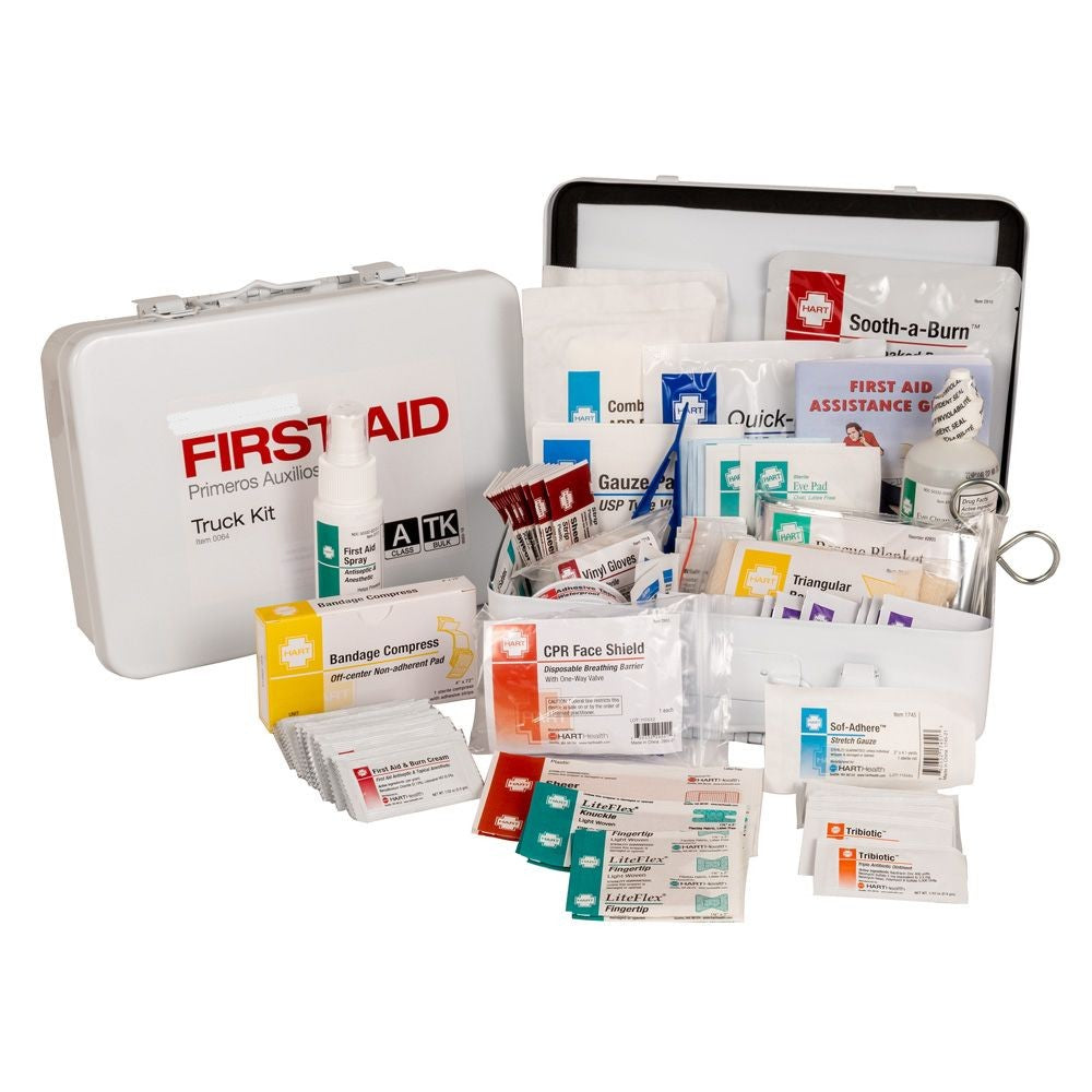 Truck First Aid Kit, ANSI Class A, Bulk, Metal Box, Medium