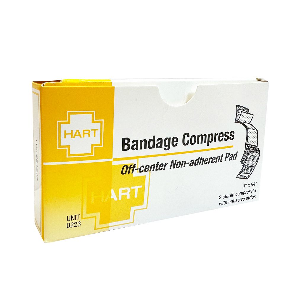 Sterile Bandage Compress, Non Adherent Pad with Adhesive Strips, 3", 2 per unit