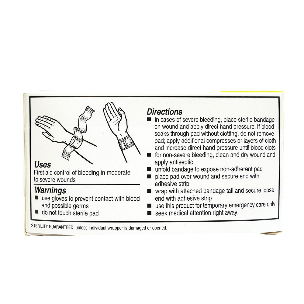 Sterile Bandage Compress, Non Adherent Pad with Adhesive Strips, 3", 2 per unit